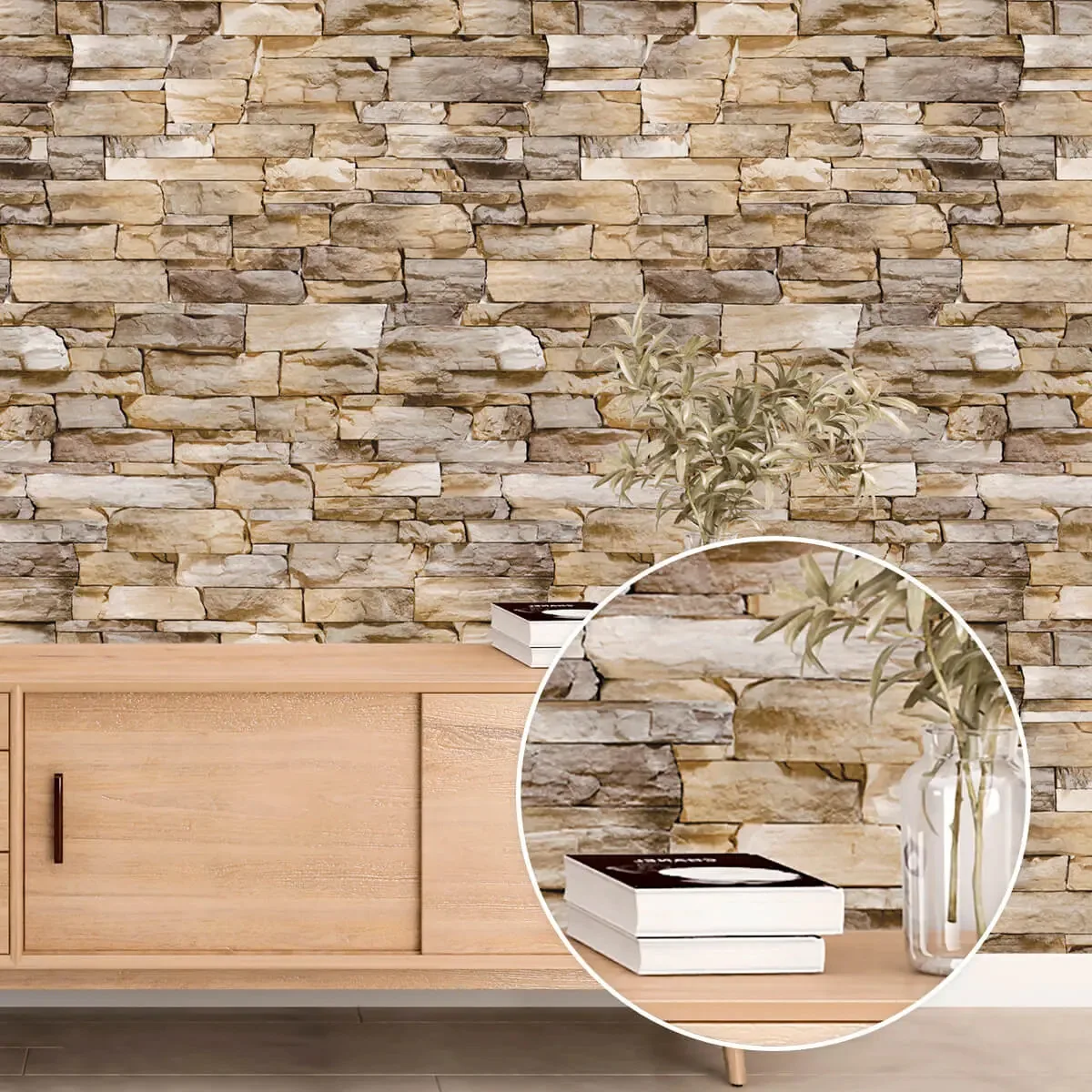 Adesivo Decorativo 2,5 Metros Papel Parede Canjiquinha Pedra Sala Quarto Lavável