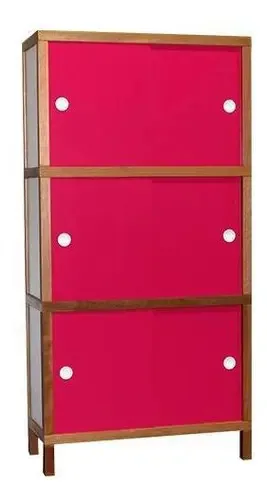 Armário Portas Correr 734-3 Portas Rosa