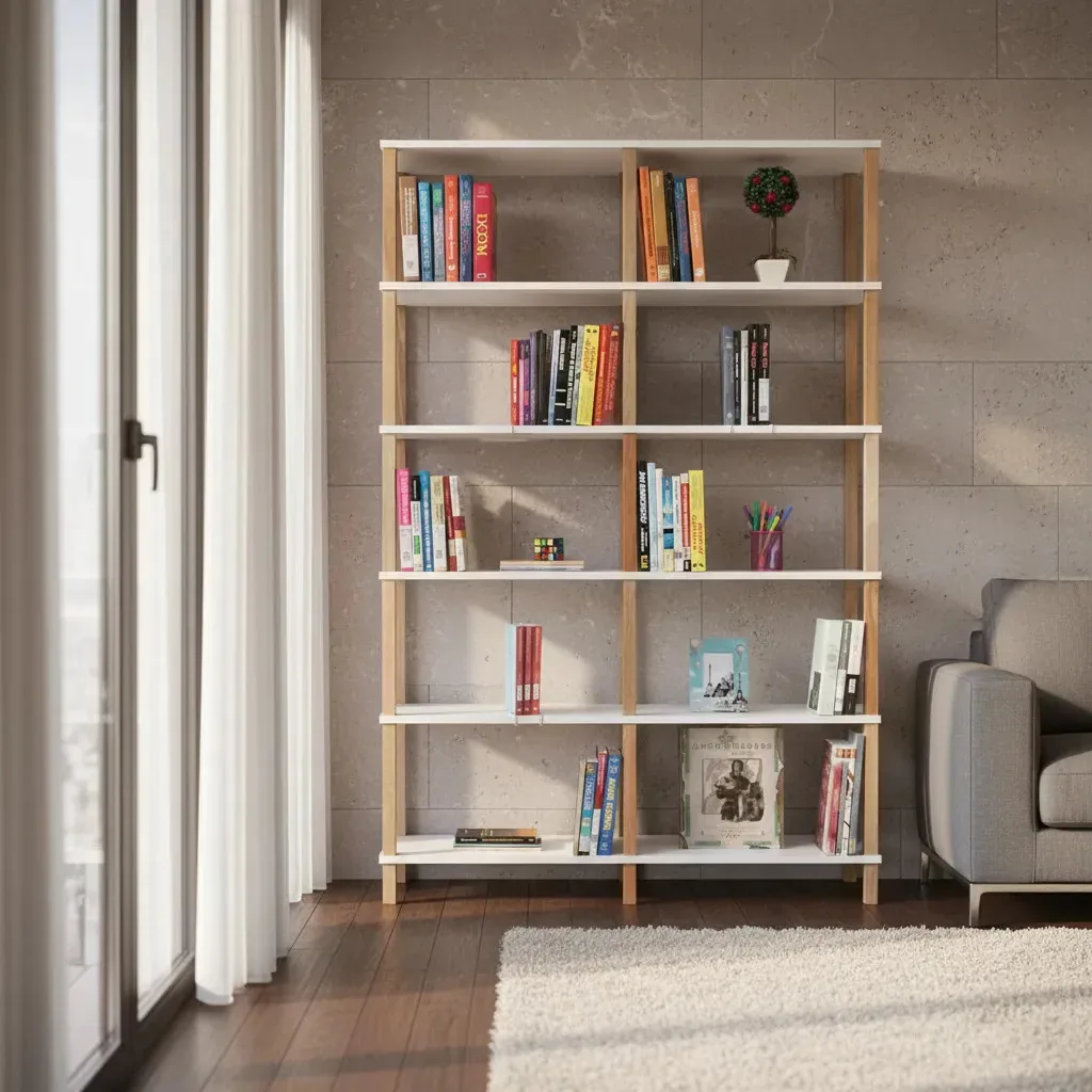 Estante Para Livros Evolukit 116x38x186 Madeira Maciça 5 Prateleiras