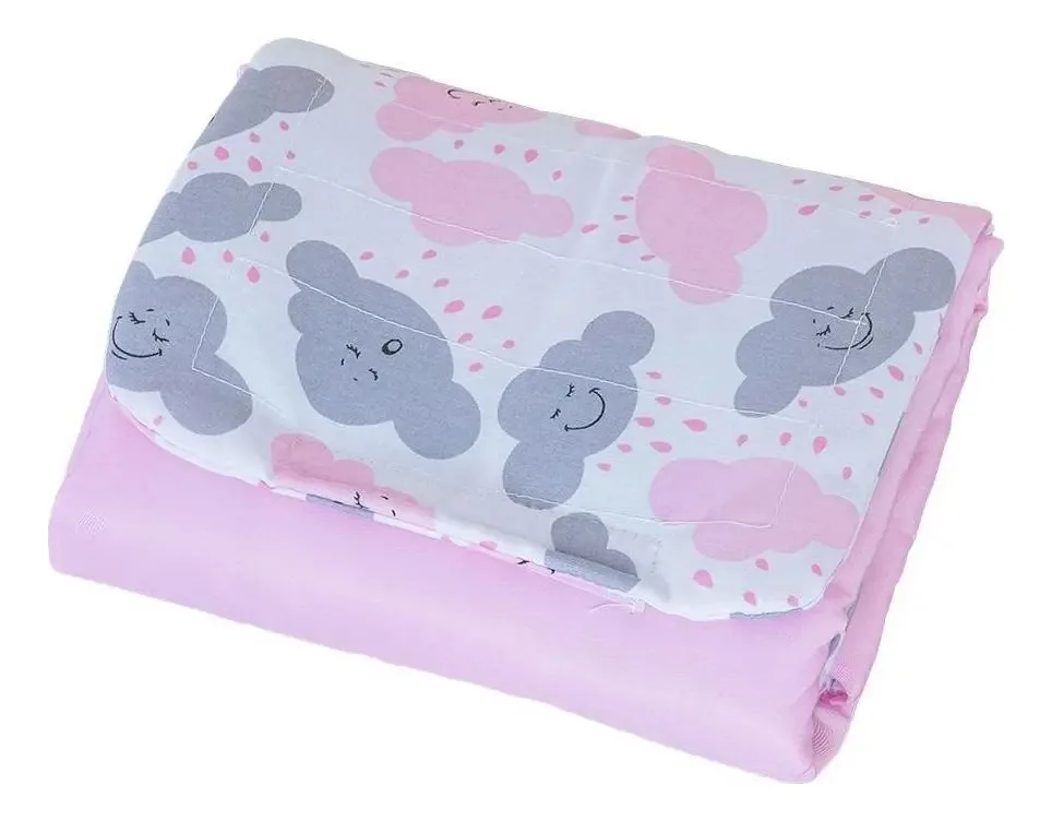 Trocador Portátil Bebê Menina Nuvem Rosa 2 Bolsos