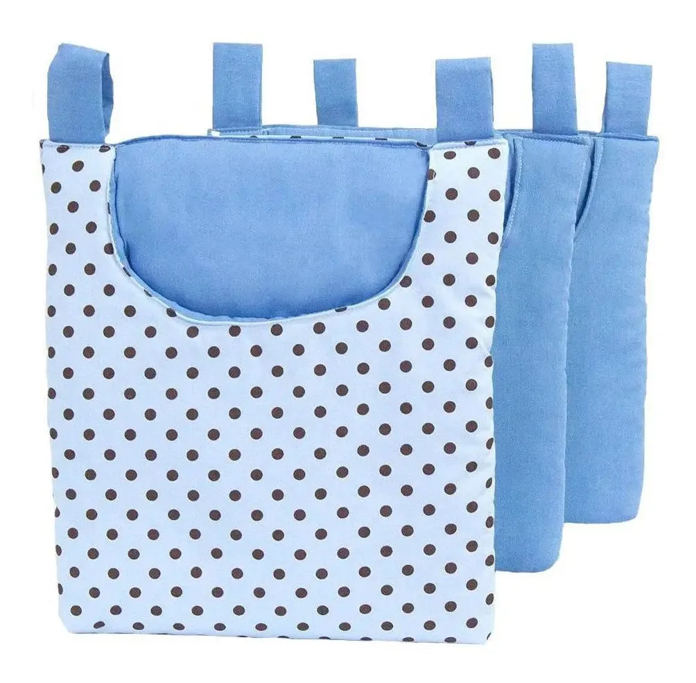 Porta Fraldas De Varão Bebê Menino Poá Azul 3 Peças