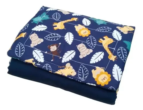 Trocador Portátil Bebê Menino Safari Azul Marinho 2 Bolsos