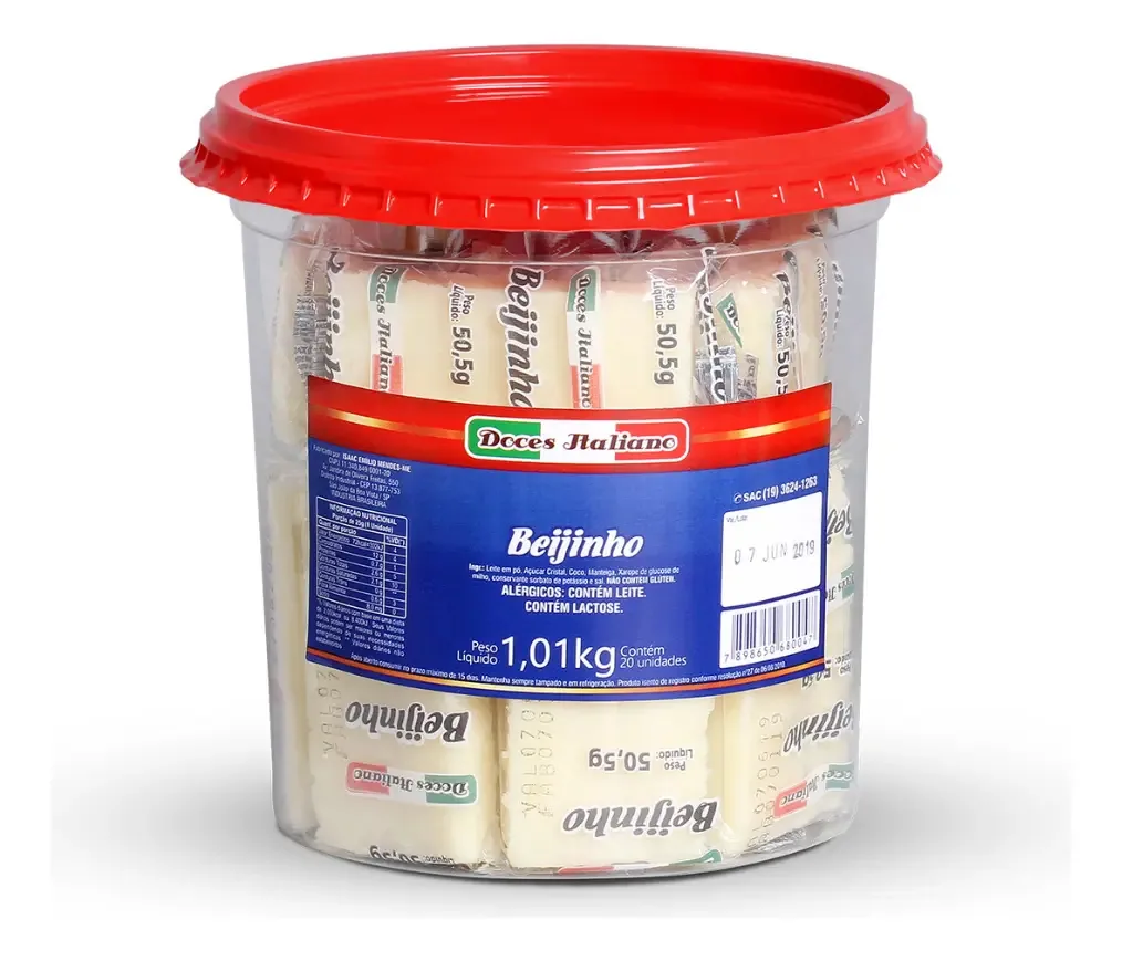 Doce Pote Sabor Beijinho Doces Italiano C/ 20un De 51g