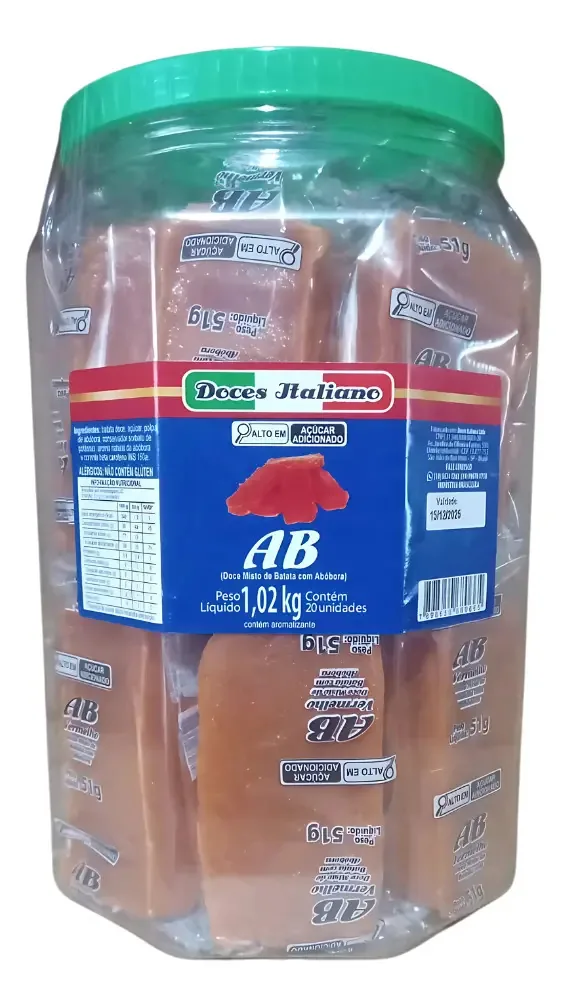 Doce de doce misto abóbora e batata doce abóbora e batata doce Doces Italiano Doces caseiros sem TACC em pote 1.02 kg 20 un