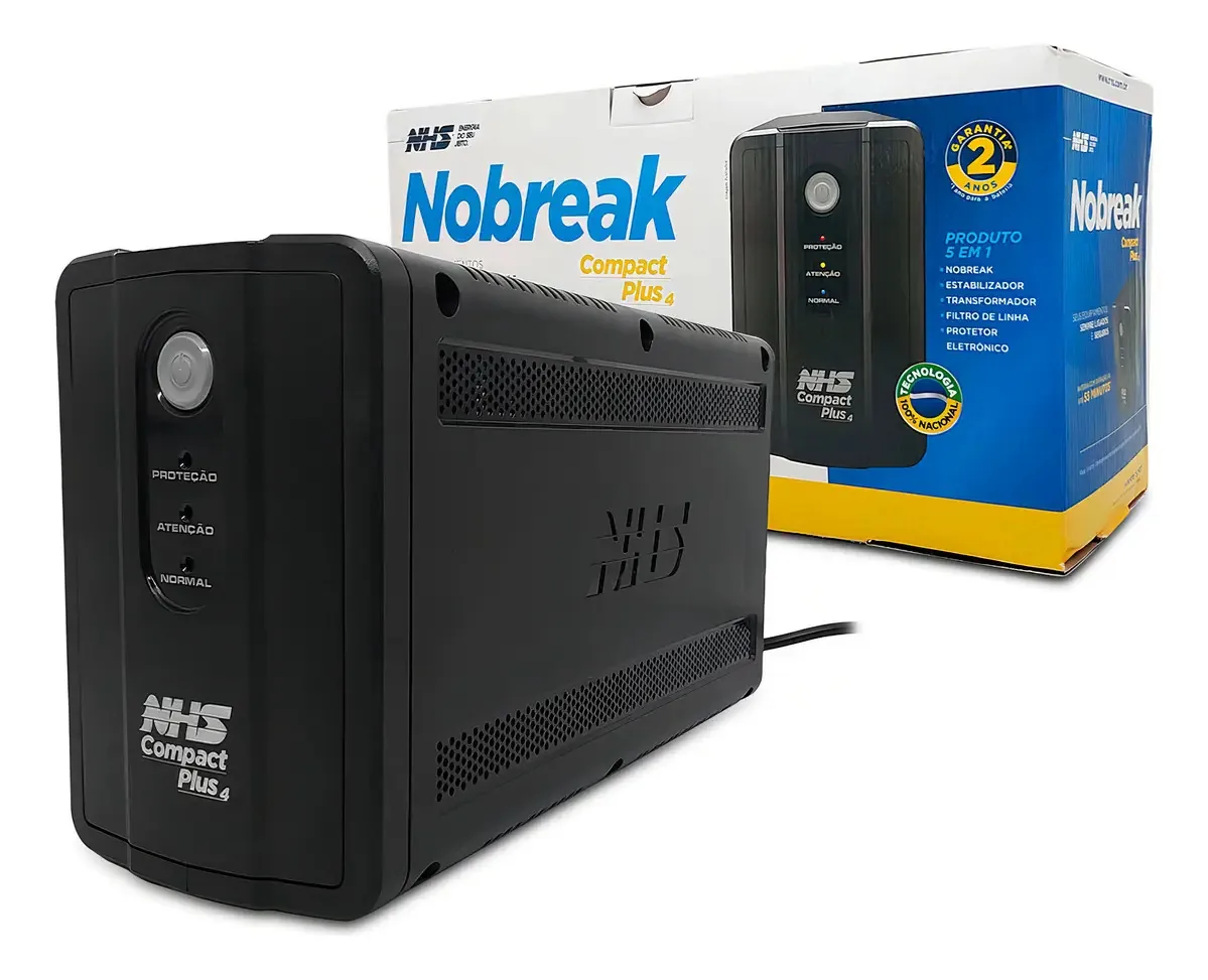 No-break NHS Compact Plus 4 1500VA Bivolt 8 Tomadas Preto