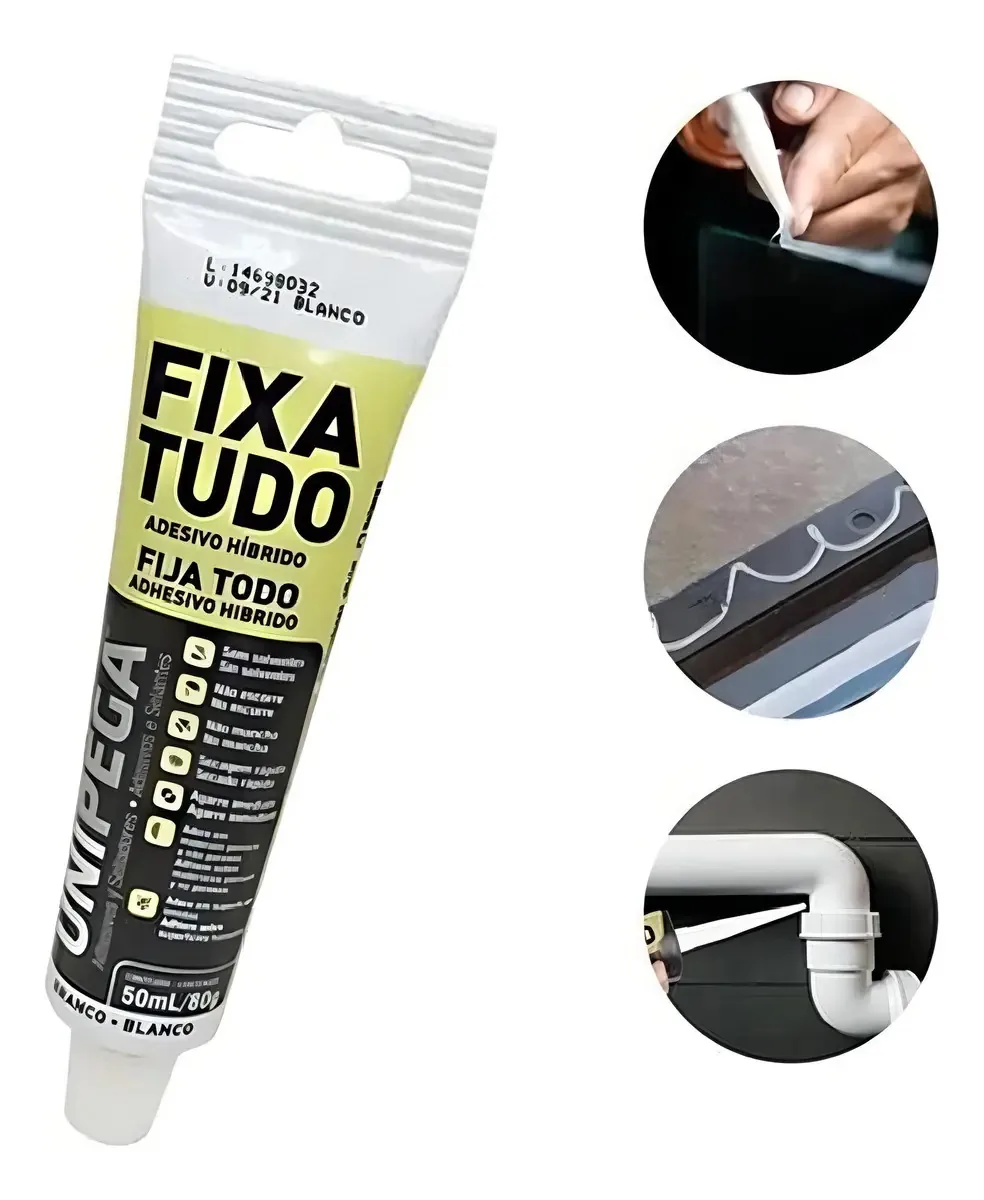 Cola Adesivo Fixa Tudo Branco 80g Metais Concreto Vidros