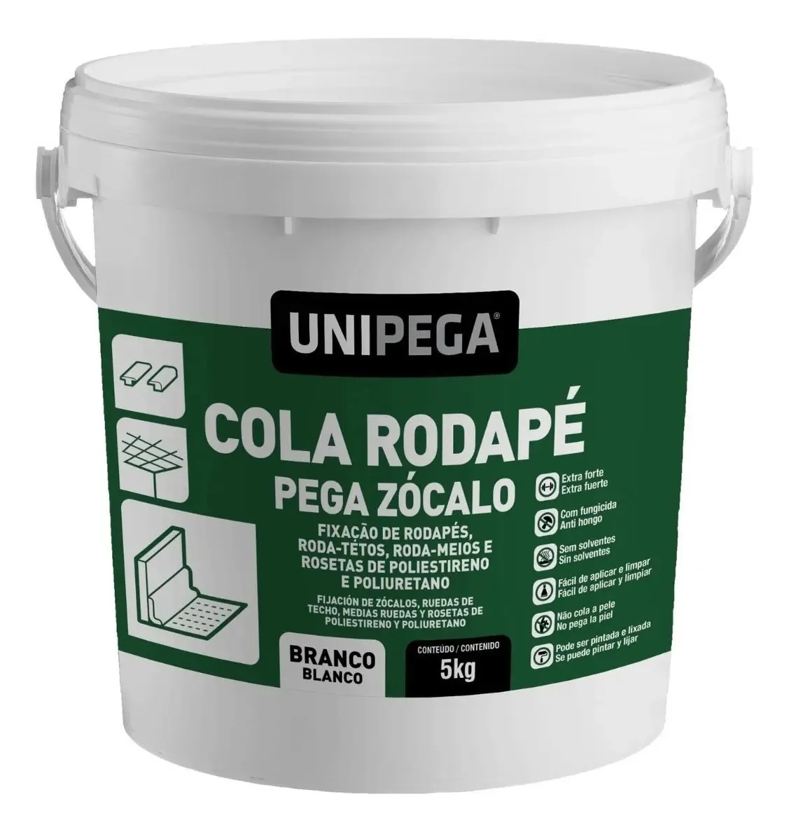 Cola Rodapé Unipega Branco Silicone 5KG