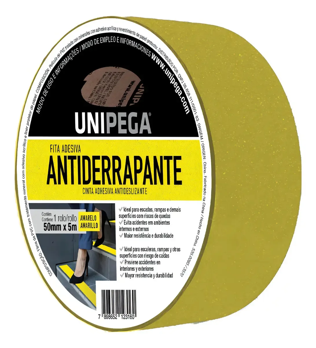Fita Adesiva Antiderrapante 50mmx5m Pisos/escadas Cor Amarelo