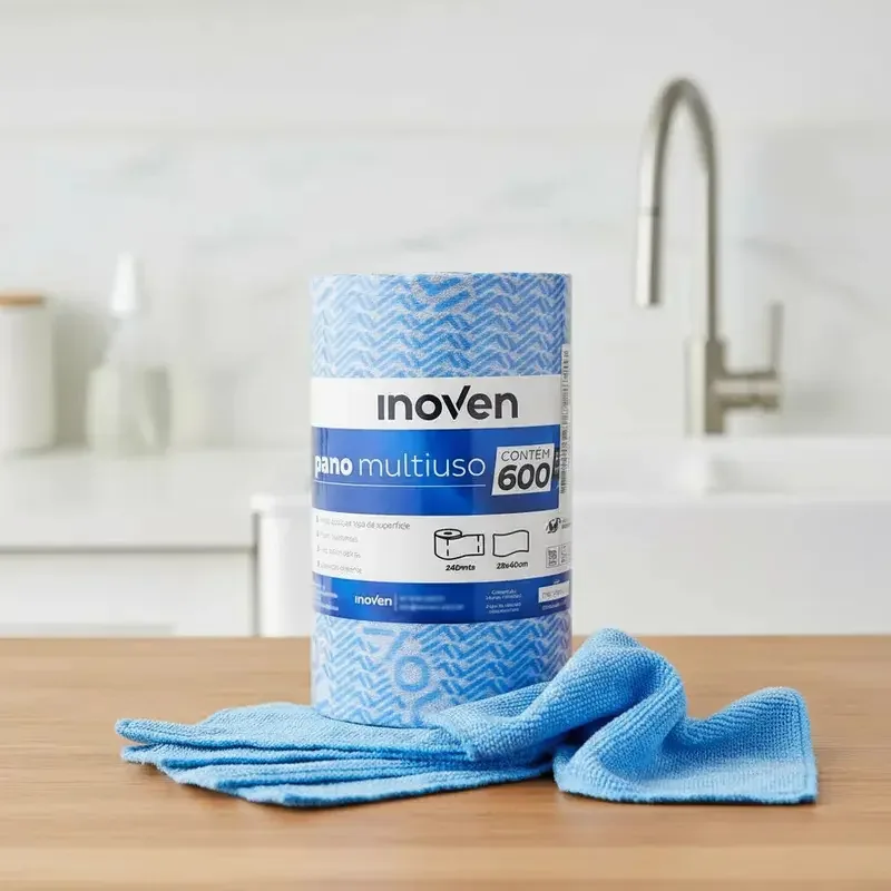600 Panos Multiuso Inoven 28x40cm Rolo 240m Limpeza Cor Azul