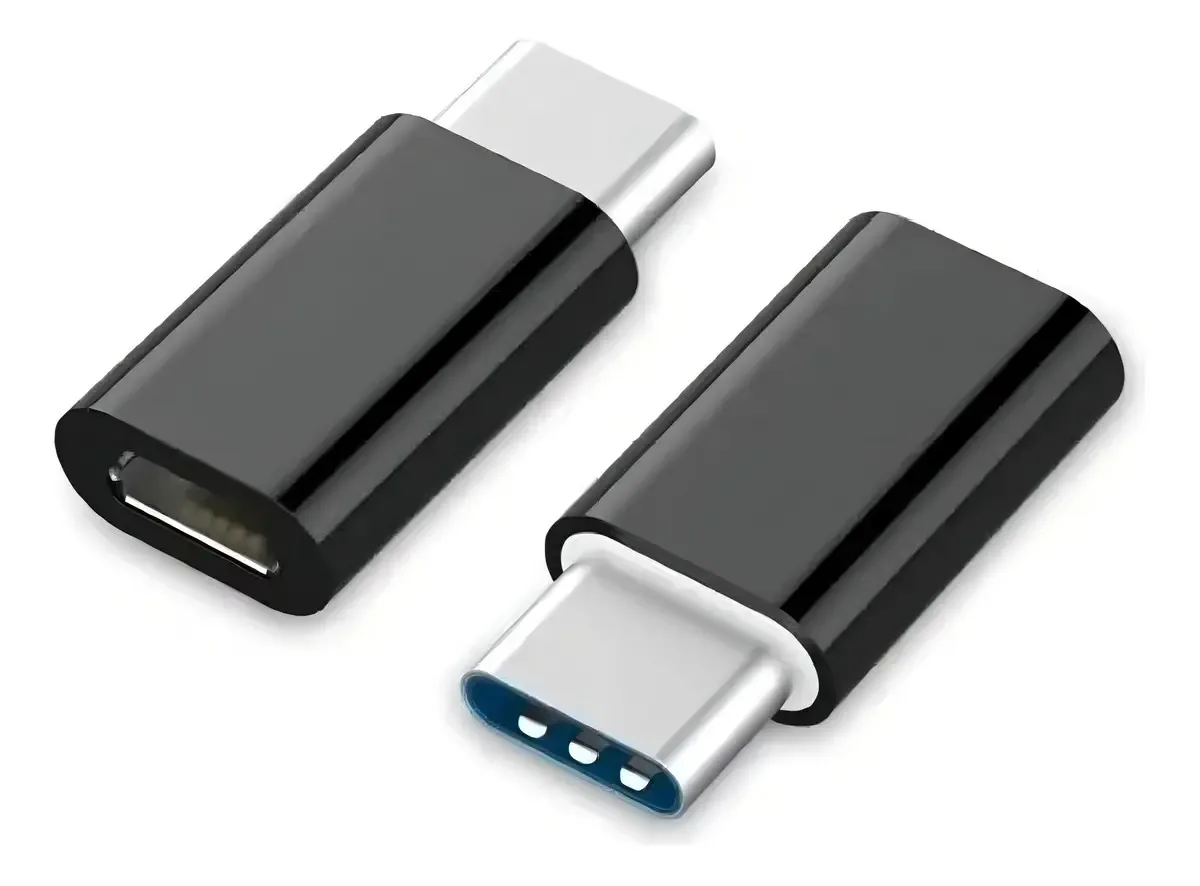 Adaptador USB Tipo C Para Micro USB Fêmea Knup Preto Conectores