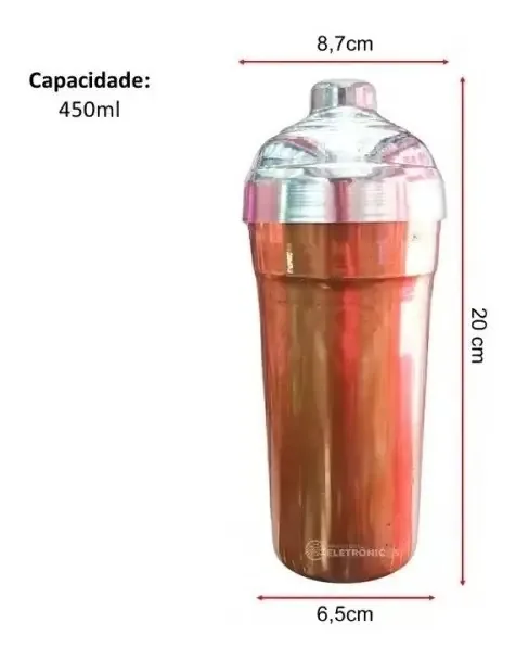 Coqueteleira Rose Gold 450ml Coquetéis Redar 9638