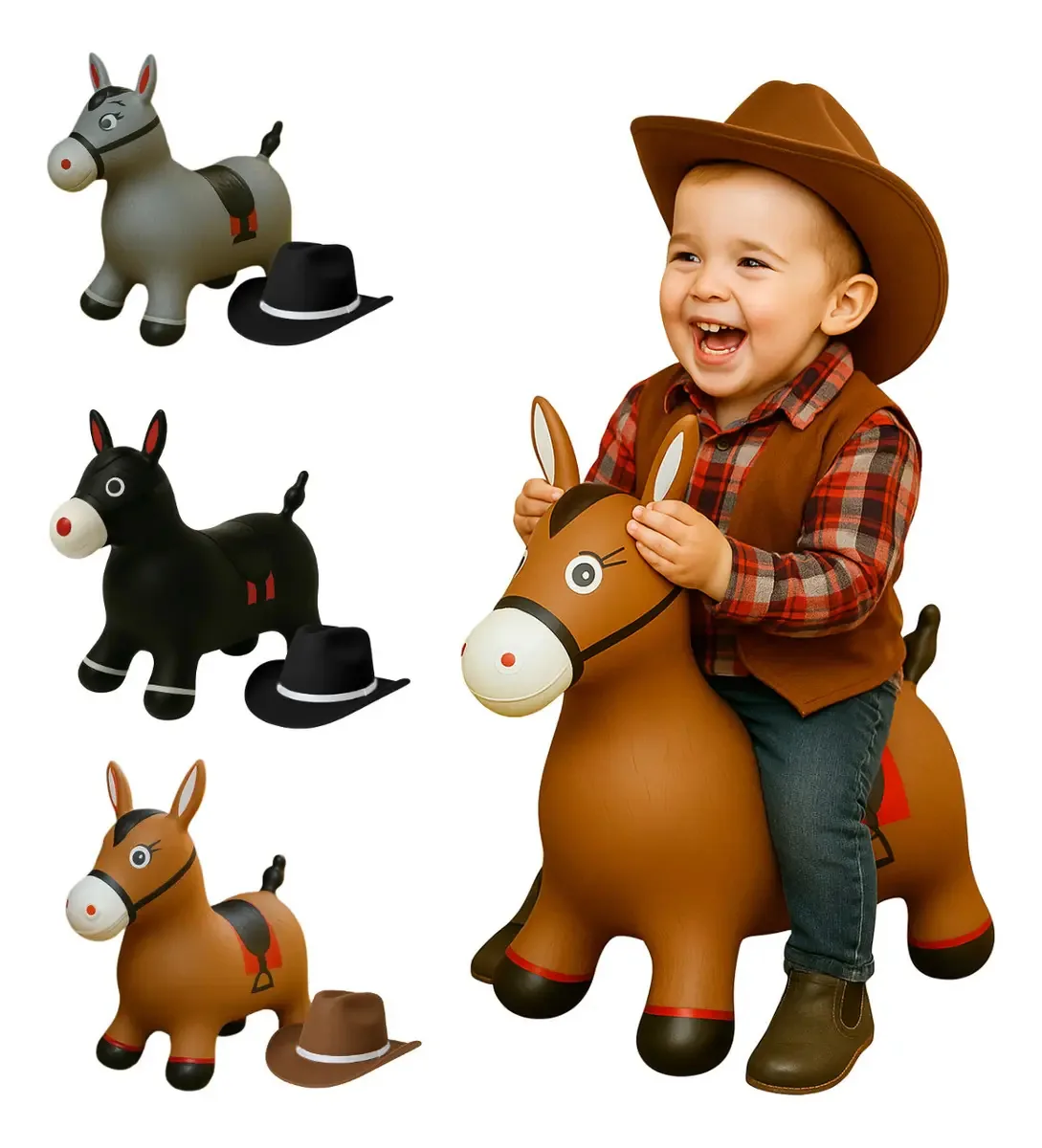 Cavalinho Upa Upa Brinquedo Musical Pocotó Premium Cor Marrom