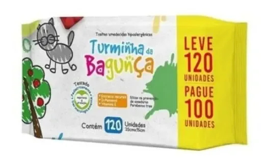 Lenços Umedecidos Com 120 Unidades - Turminha Da Bagunça