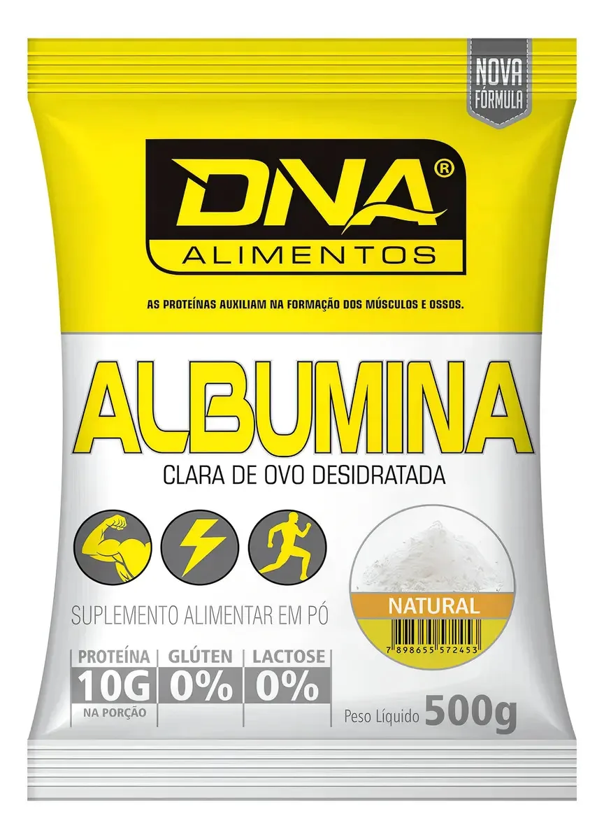 Albumina 10g de Proteínas 500g Sabor Natural Dna Suplementos