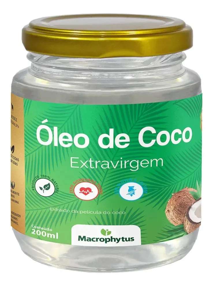 óleo De Coco Extra Virgem Acidez 0,3 Macrophytus Vidro 200ml