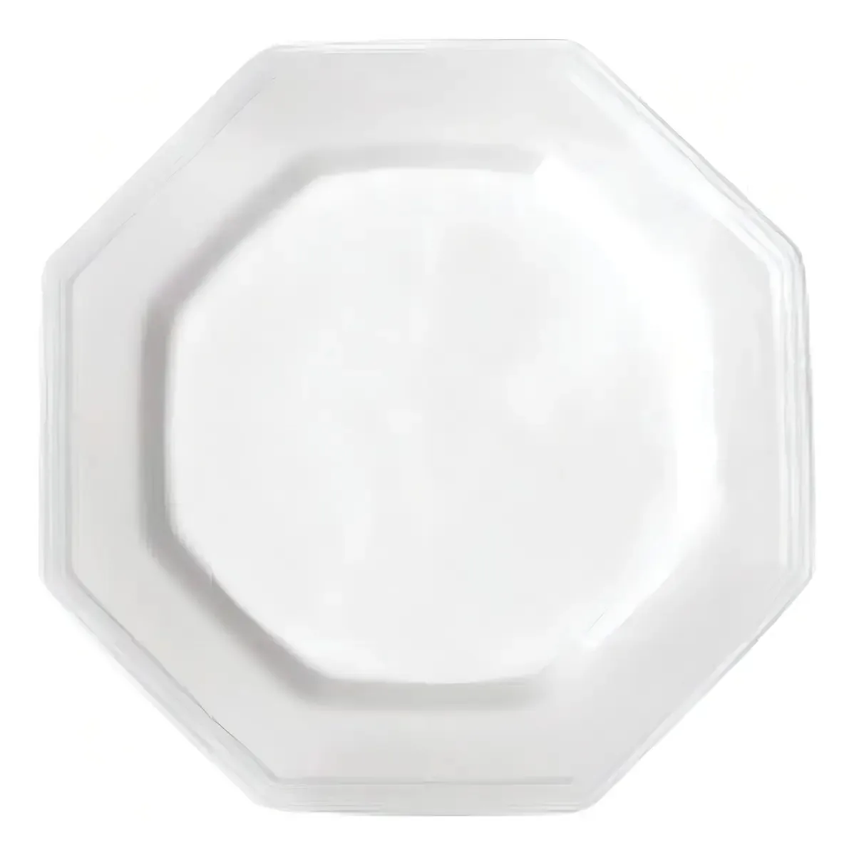 Kit 50 Pratos Plásticos Oitavados Brancos Duros