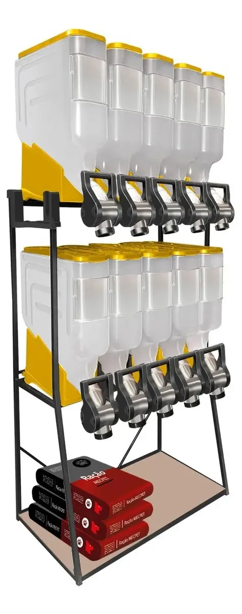 Dispenser Porta Armazenamento Cereais Ração 10 Módulos 35l Cor Laranja