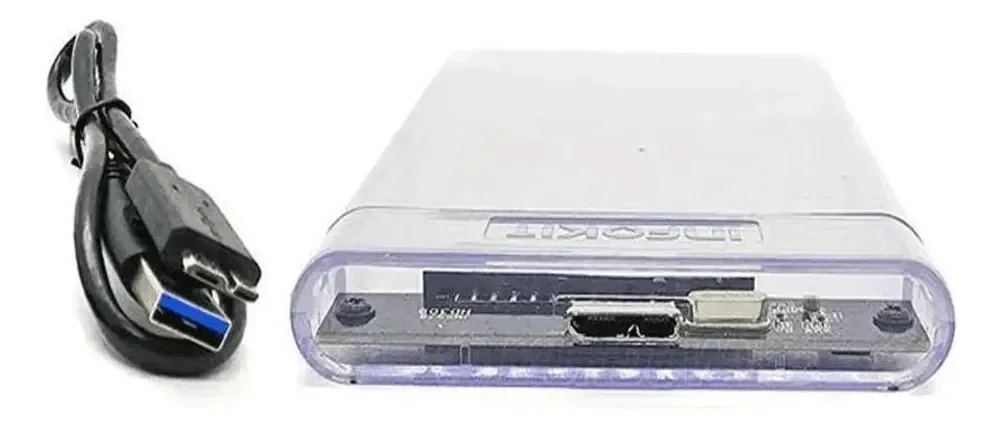 Gaveta Case Hd Externo Transparente Sata 2.5 Usb 3.0 6gbps Cor Branco