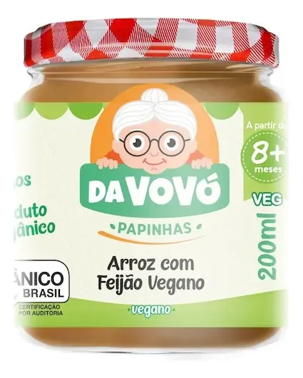 Papinha 8+veg Arroz Com Feijão Vegano, Da Vovó
