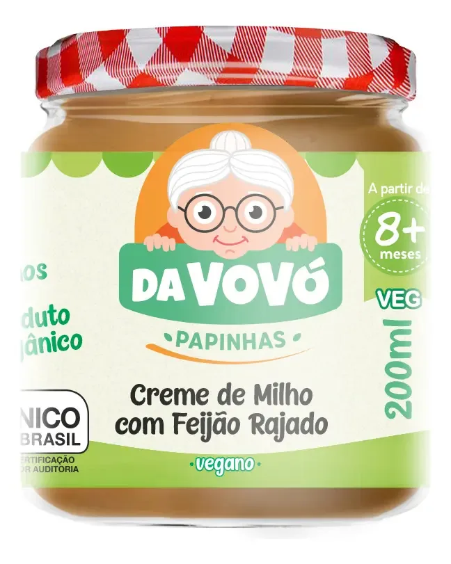 Da Vovó Papinhas Orgânicas Vegg 8+ Creme De Milho C/ Feijão