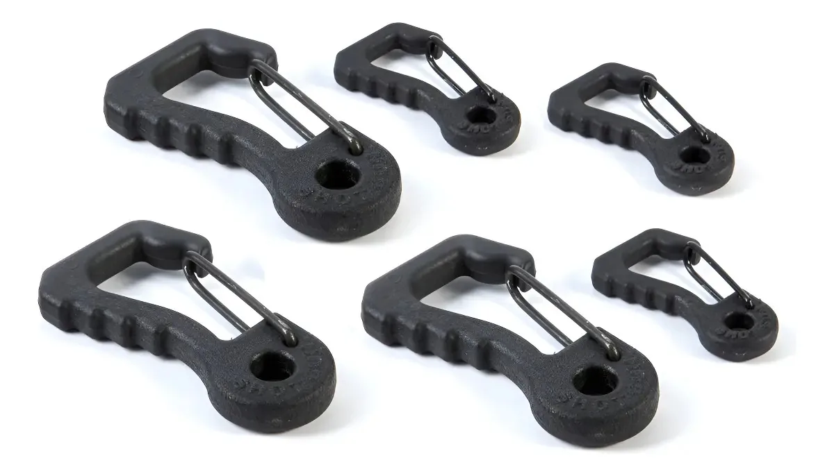 Kit 6 Mosquetões Tático Polímero Shotgun Preto Acessórios Mochilas
