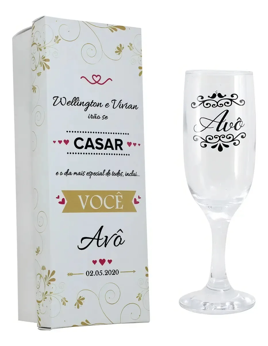 Convite Individual Avô Ou Avó Casamento Taça Vidro
