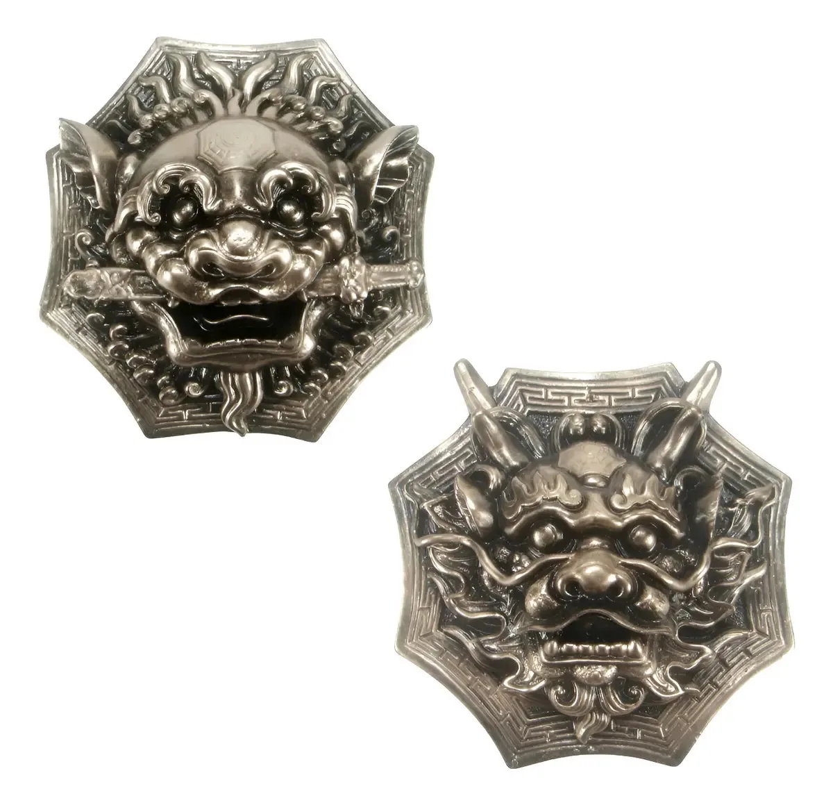 Estatueta Tridimensional Tigre Dragão Loja Das Facas Ônix Ouro 16cm