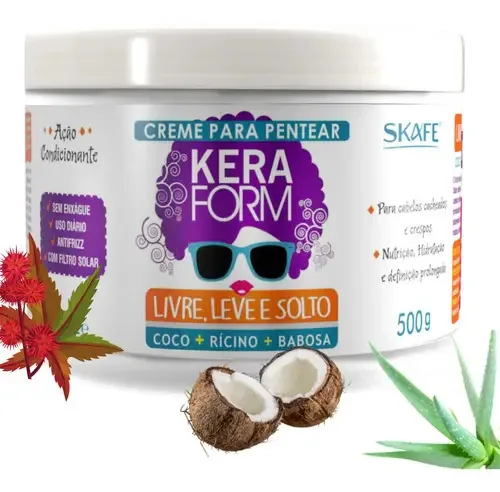 Creme Para Pentear Keraform Livre, Leve E Solto Skafe 500g