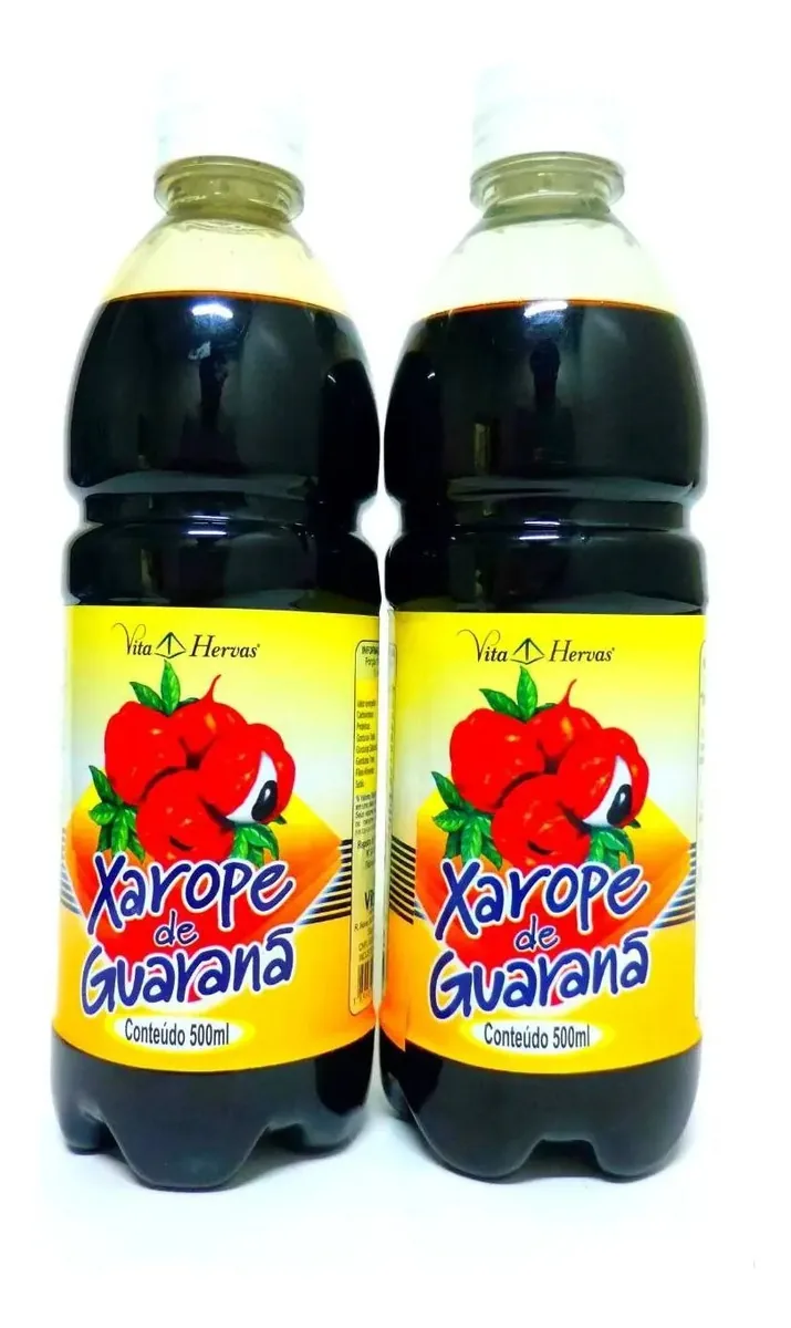 Combo 2 Vidros Xaropes De Guaraná 500ml Sem Álcool E Glúten