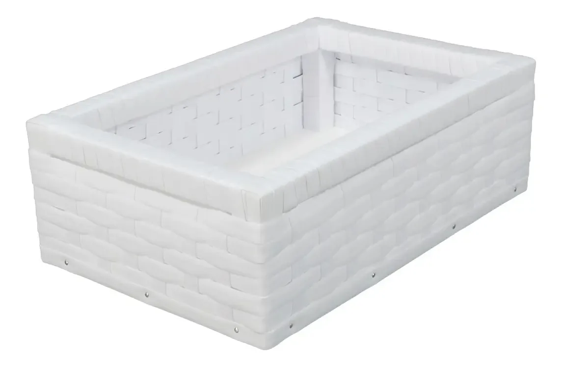 Bandeja Em Vime Sintético 30x20x10cm Cor Branco