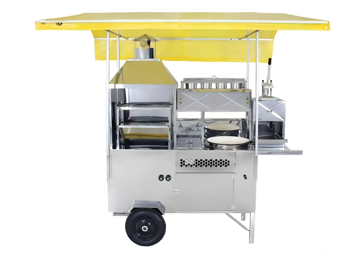 Carrinho Ambulante Inox 4 em 1 R2 Churrasco Pastel Hot Dog Batata