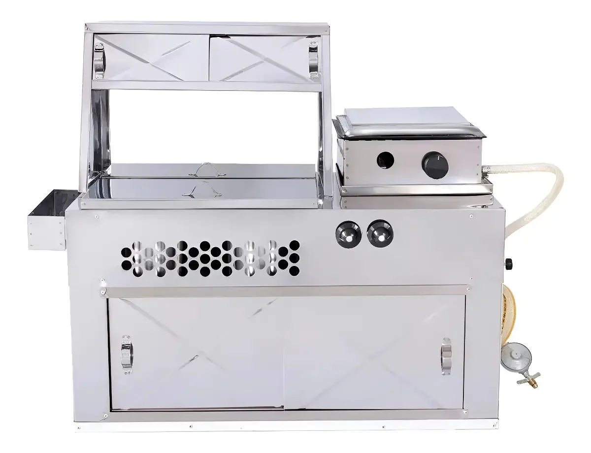 Carrinho Aço Inoxidável R2 R0041 Azul Para Cachorro Quente e Lanches