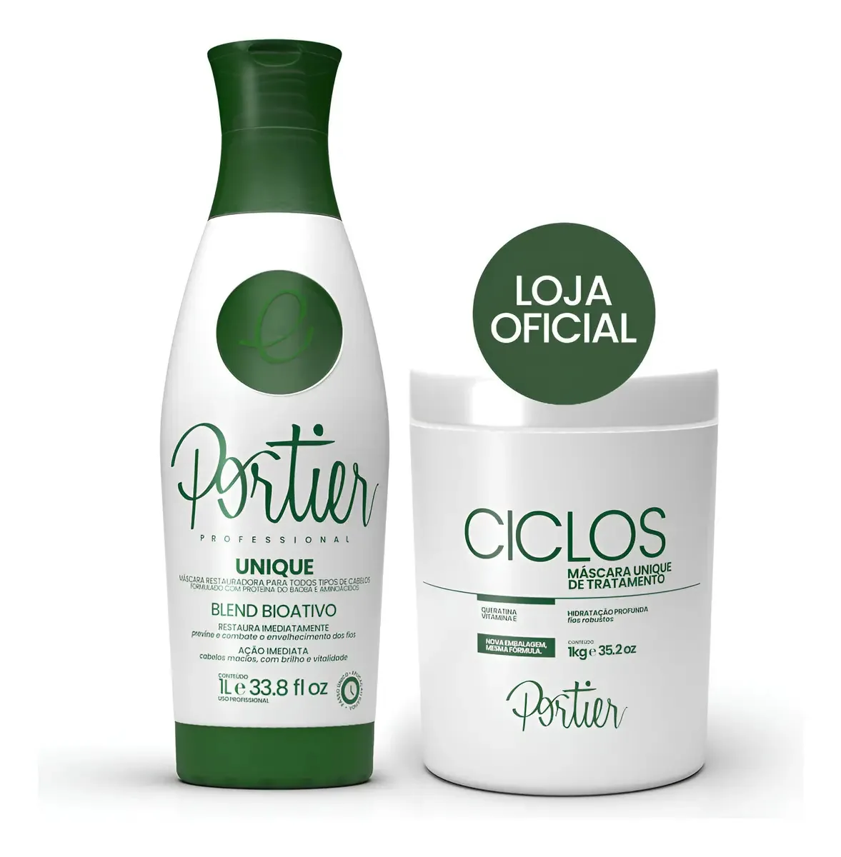 Kit Tratamento Capilar Unique Portier para Alinhamento e Hidratação de 1L e 1kg