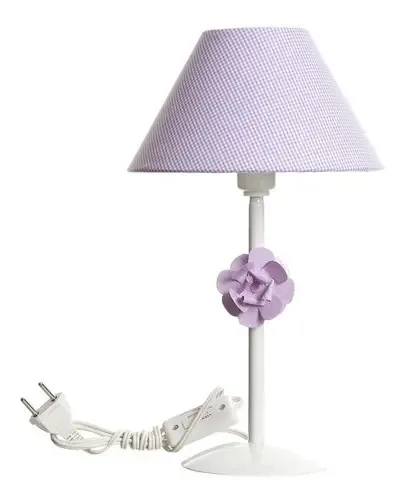 Abajur Metal Florzinha Flor Lilás Menina Bebê Infantil Cor Da Cúpula Igual A Foto Cor Do Abajur Lilás Cor Da Estrutura Branco