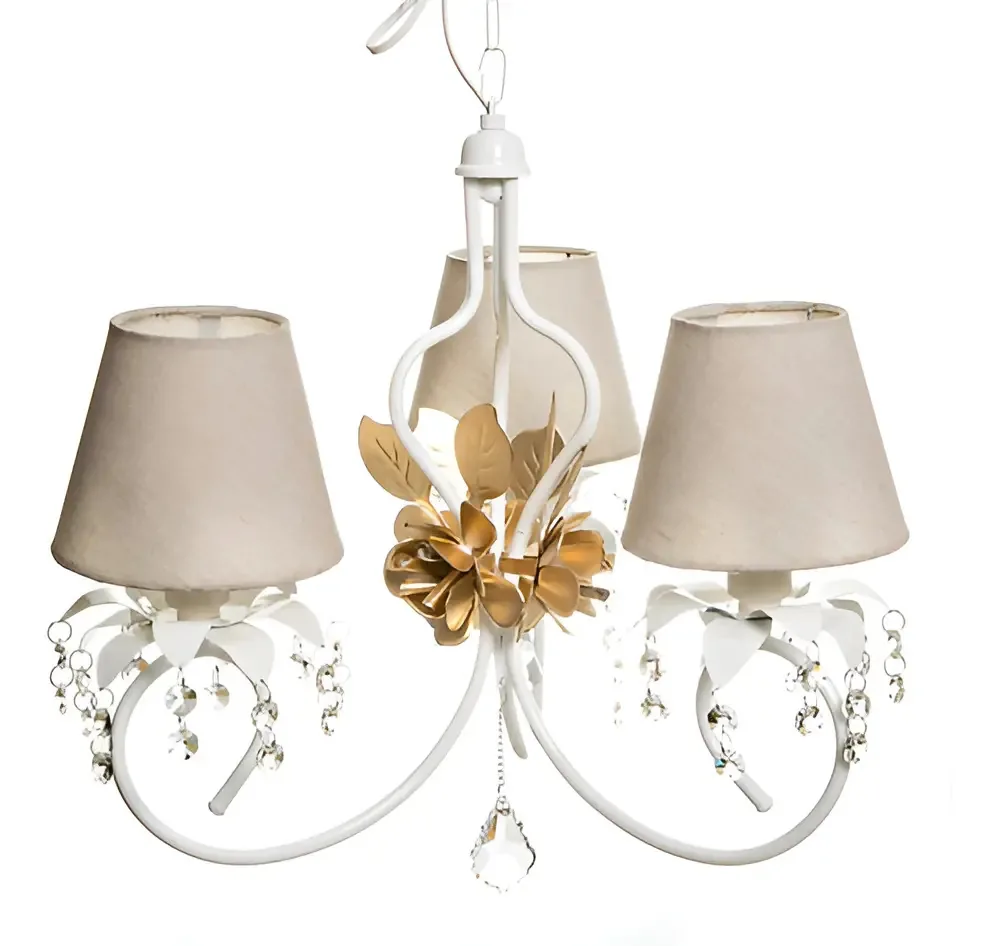 Lustre 3l Imperial Flor Dourada Quarto Bebê Infantil