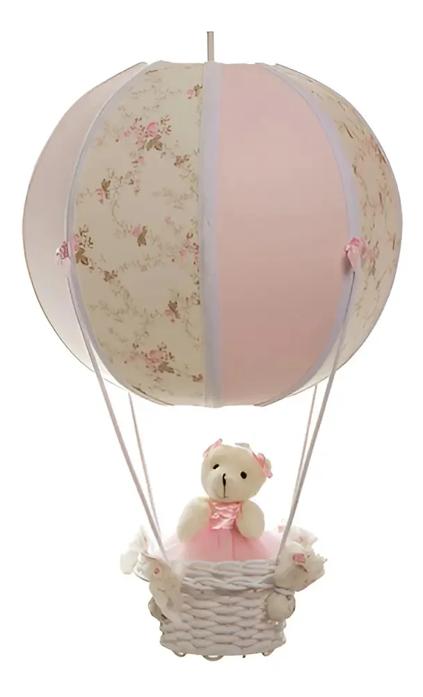 Lustre Balão Bolinha Ursa Rosa Quarto Bebê Infantil Menina