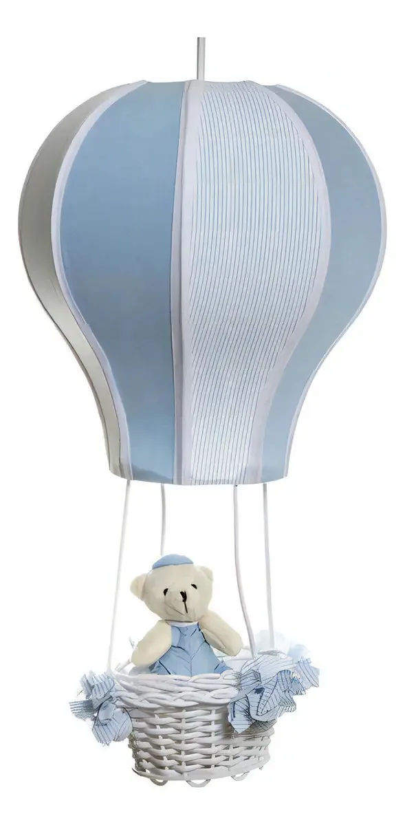 Lustre Balão Cintura Urso Azul Quarto Bebê Infantil Menino