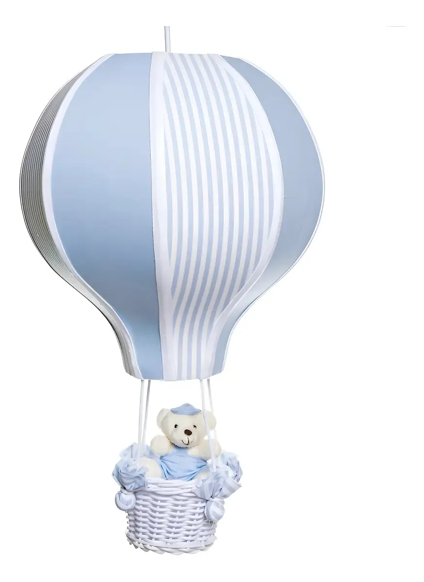 Lustre Balão Grande Azul Com Ursinho Quarto Bebê Infantil