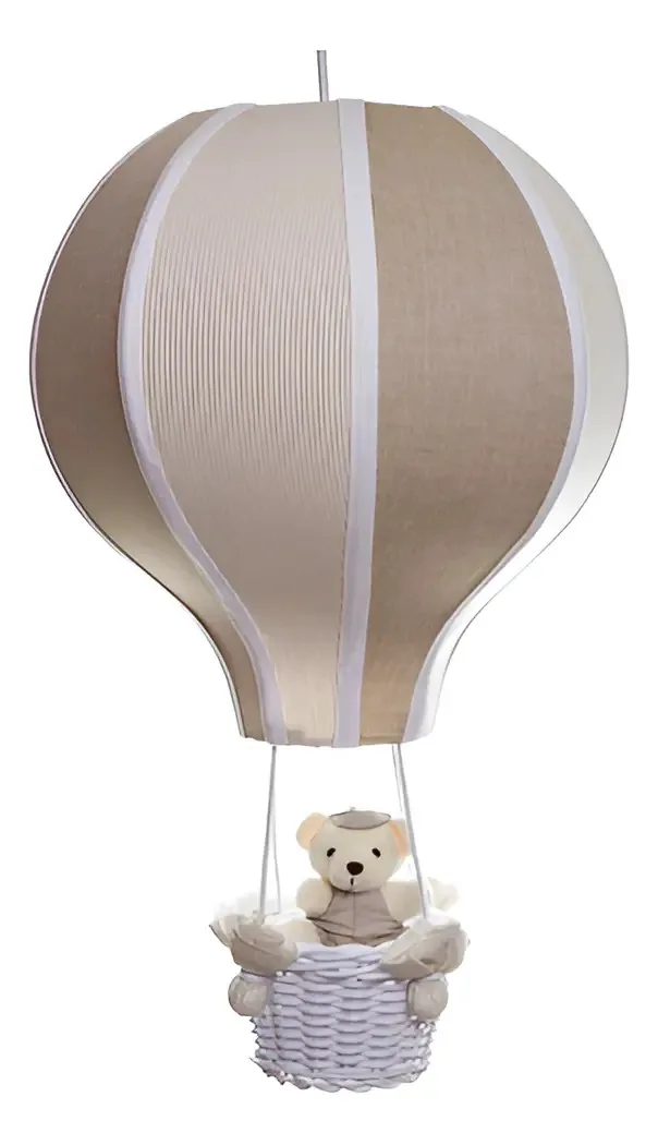 Lustre Balão Grande Bege Com Ursinho Quarto Bebê Infantil