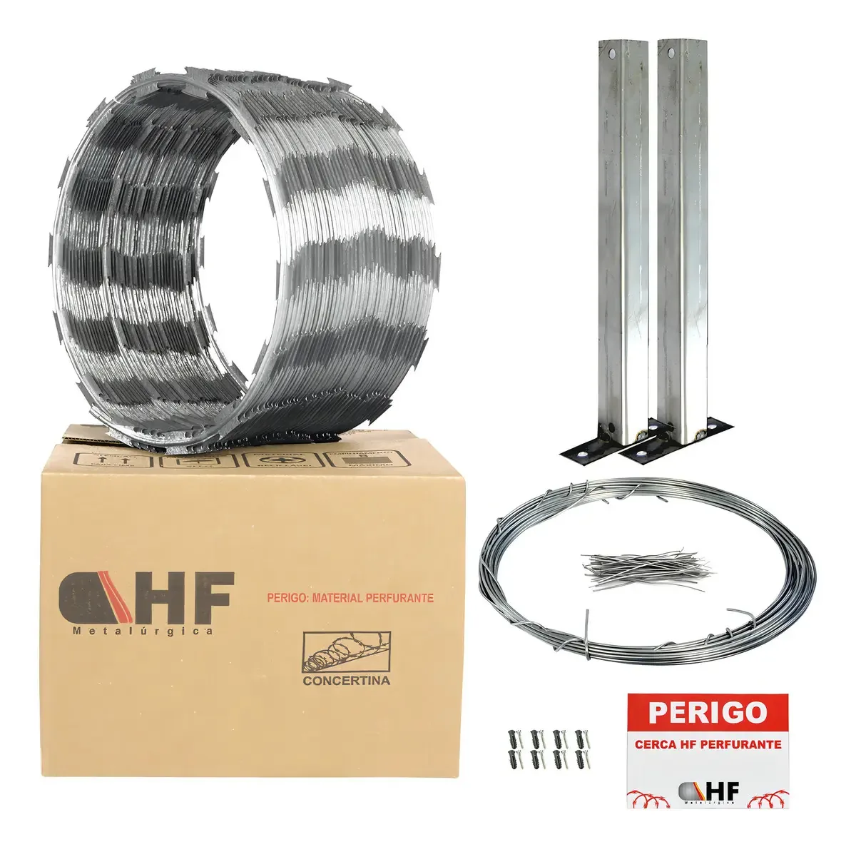 Concertina Simples 20cm 5m Aço Galvanizado HF Metalúrgica