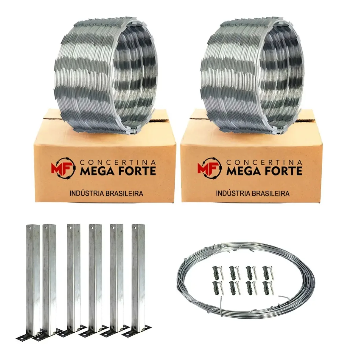 Kit Cerca Concertina Perimetral Simples 15 Metros 30cm Mf 73