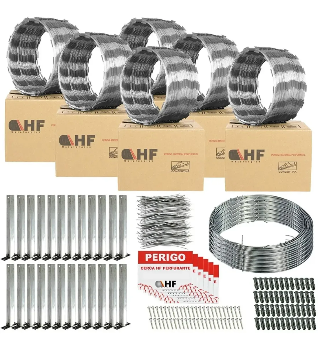 Concertina Simples com Kit Instalação 45cm 60m para Proteção