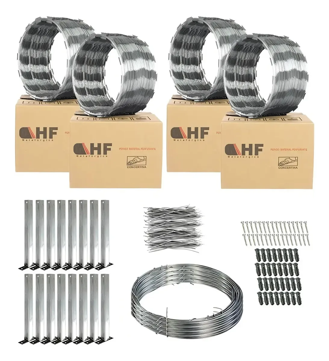 Concertina Simples HF Metalúrgica 45cm Kit Completo 40 Metros