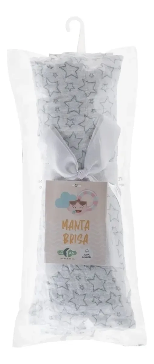 Manta Verão Menino Menina Bebe Criança Premium Varias Cores Cor Estrelinhas Cinza