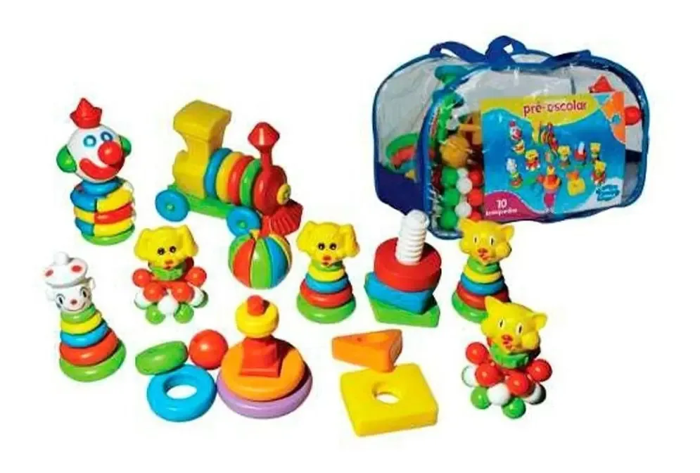 Peças De Montar Kit Pré Escolar - 10 Brinquedos