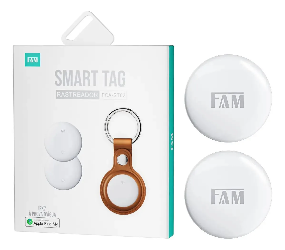 Kit 2 Tags Rastreadoras FAM Compatível Apple iOS Prova D'água