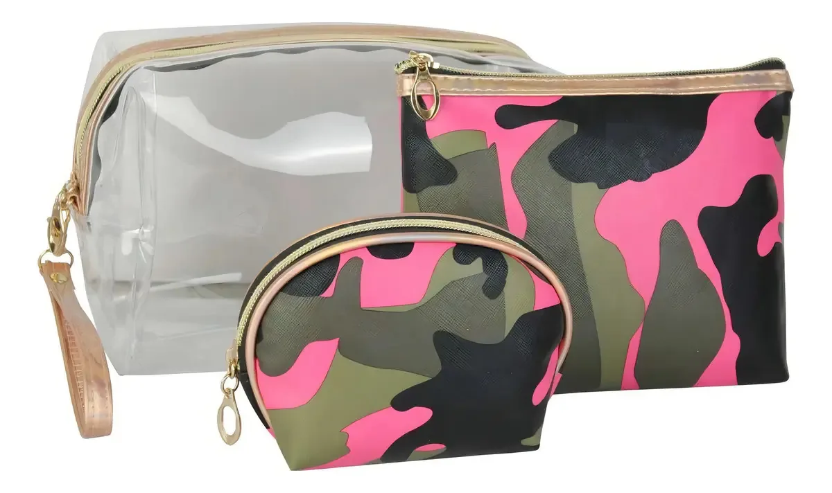 Porta Cosmeticos Camuflado Sortido C/3