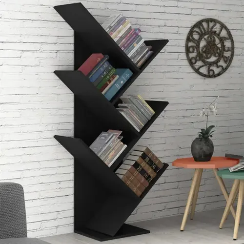 Estante Para Livros Spine 5 Prateleiras Preto - Vedere