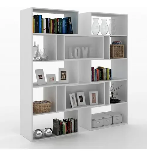 Estante Para Livros Plenty 8 Prateleiras 700008 Gris Cor Branco