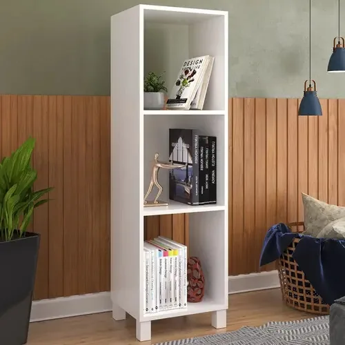 Estante Para Livros 2 Prateleiras 2 Nichos Branco 610005